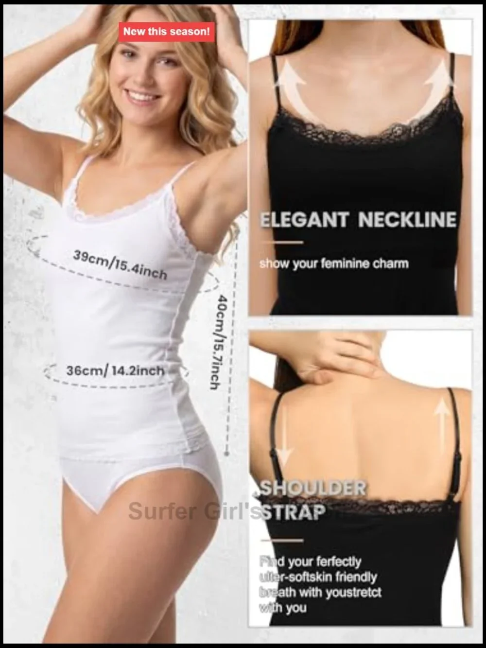 4 Pack Women's Lace Cotton Camisole Adjustable Spaghetti Strap Tank Top